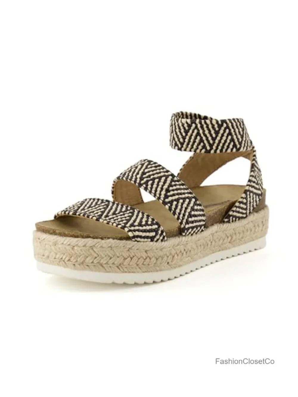 Espadrille Platform Sandals with Cushioned Footbed & Ankle Strap
